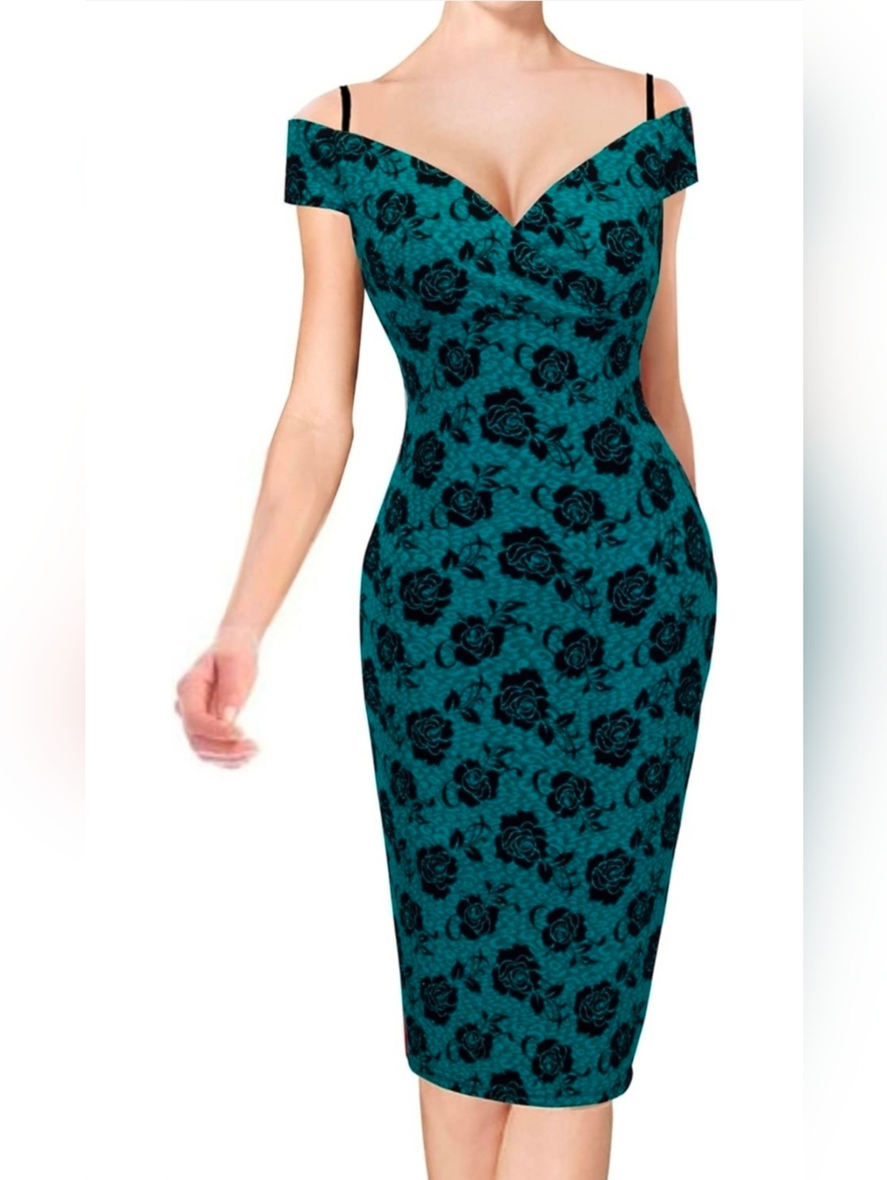 NWT HOMEYEE Women's Vintage Elegant Printed Floral V-Neck Sling Dress US 12